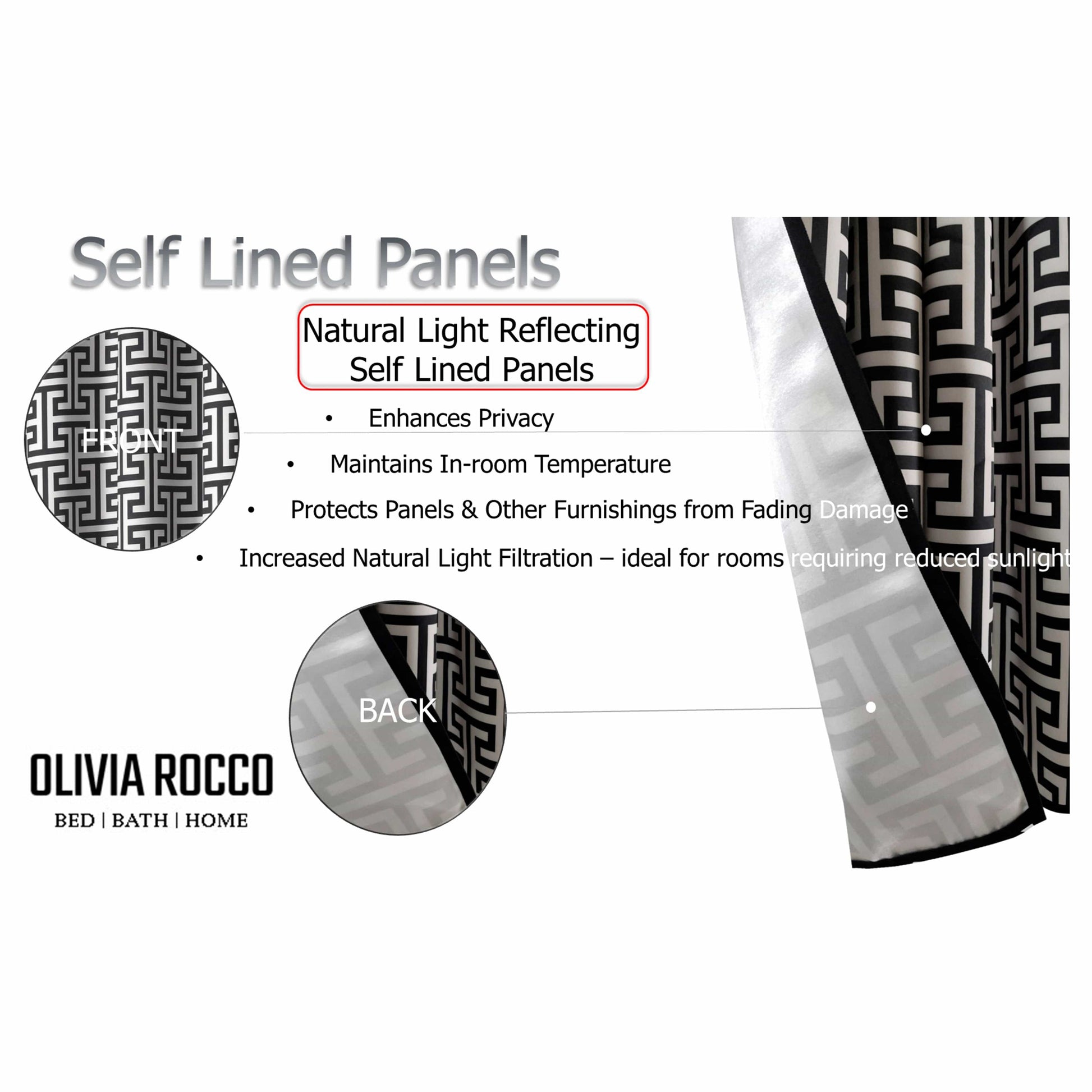 Milano Geometric Blackout Curtains Thermal Insulated Eyelet Pair Light-Blocking Window Drapes for Stylish Home Decor OLIVIA ROCCO Curtain