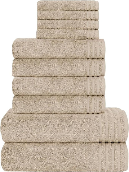 Monaco 10 Piece Bathroom Towels Bale Set Towel, 4 Face 4 Hand 2 Bath Towel, 500 GSM Mink OLIVIA ROCCO Towel