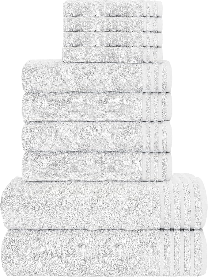 Monaco 10 Piece Bathroom Towels Bale Set Towel, 4 Face 4 Hand 2 Bath Towel, 500 GSM White OLIVIA ROCCO Towel