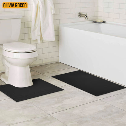 Monaco 2 Piece Bath Mat & Pedestal Set Non Slip Bathroom Set Water Absorbent Bathmats OLIVIA ROCCO Bath Mat