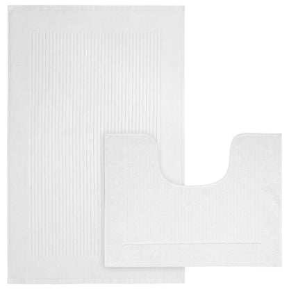 Monaco 2 Piece Bath Mat & Pedestal Set Non Slip Bathroom Set Water Absorbent Bathmats White OLIVIA ROCCO Bath Mat