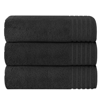 Monaco 3 Pack Bath Sheets Highly Absorbent Premium Quality 100% Cotton Large Towel Set Charcoal OLIVIA ROCCO Towel