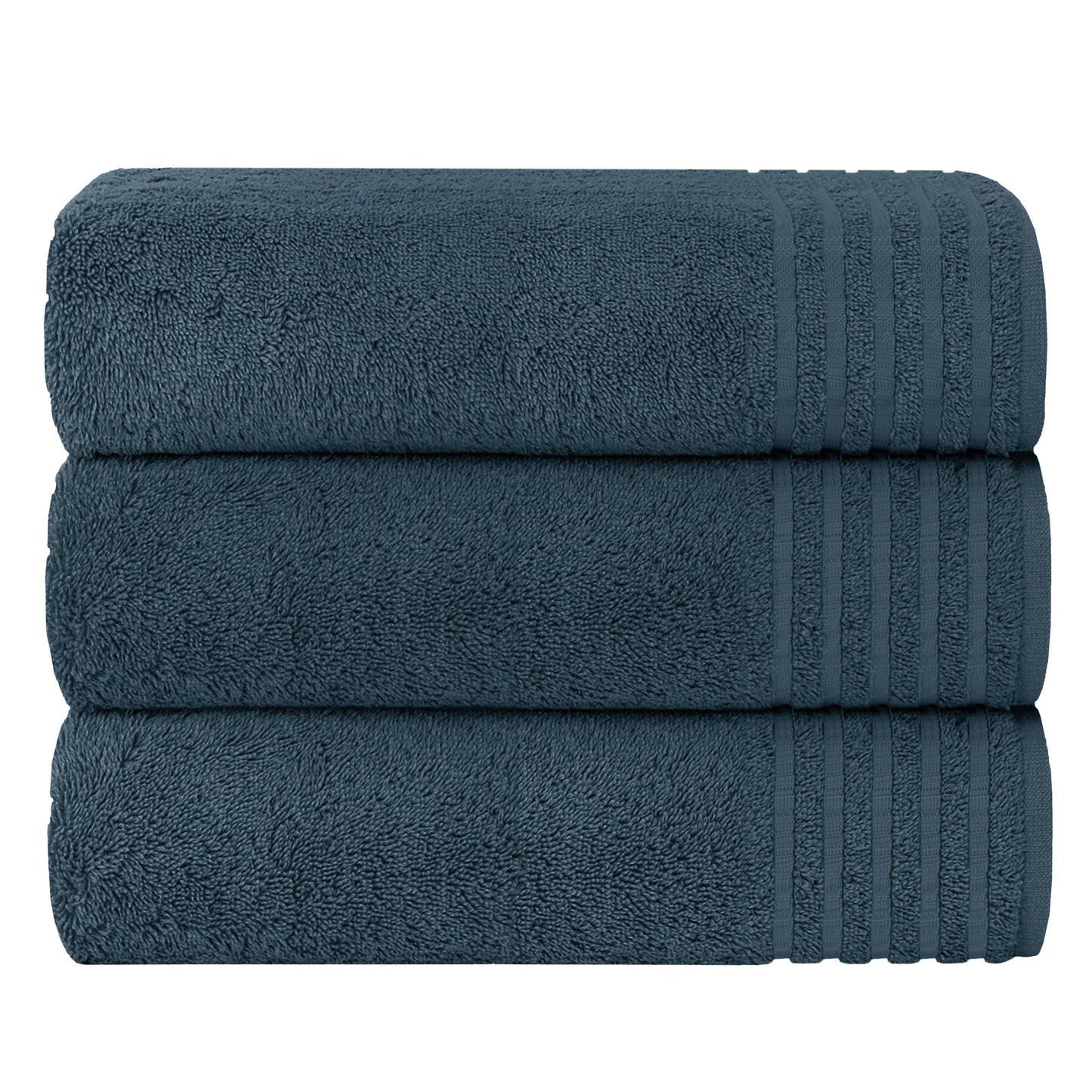 Monaco 3 Pack Bath Sheets Highly Absorbent Premium Quality 100% Cotton Large Towel Set Slate Blue OLIVIA ROCCO Towel