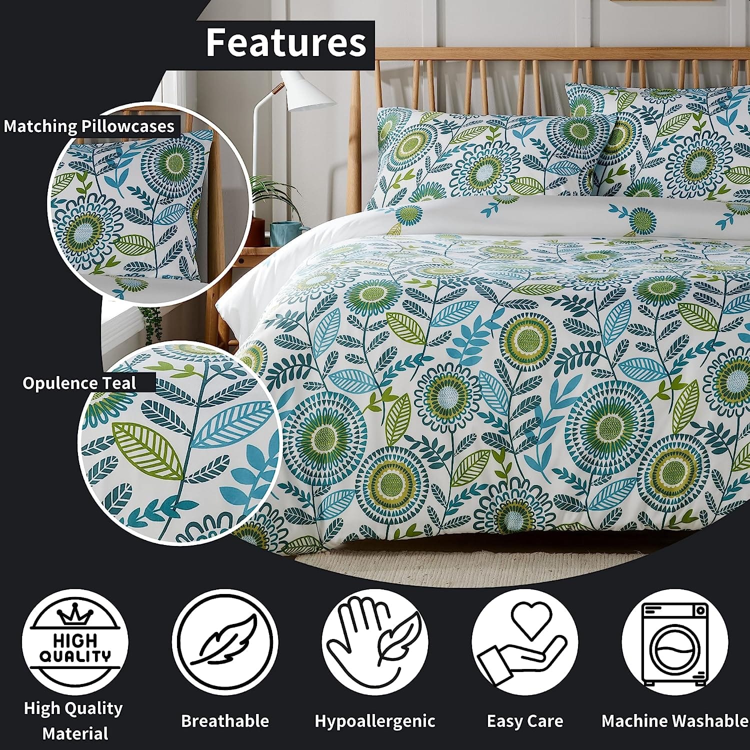 Opulence Teal Printed Duvet Cover Set OLIVIA ROCCO Duvet Covers