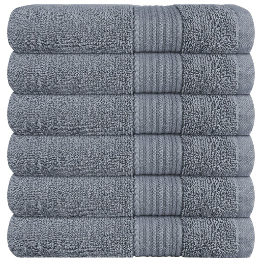 Rhodes Towel Silver 100% Cotton Hotel Quality Soft Super Absorbent Hand Bath Towels, Sheets & Face Cloths by Olivia Rocco 6 Pack Hand Towels / Silver OLIVIA ROCCO Towels