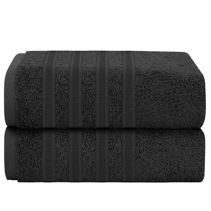 Ritz Collection Viscose Stripe Towels Highly Absorbent and Super Soft Extra Large Bathsheets Towel Sets 2 PK Jumbo Bath Sheets / Black OLIVIA ROCCO Towel