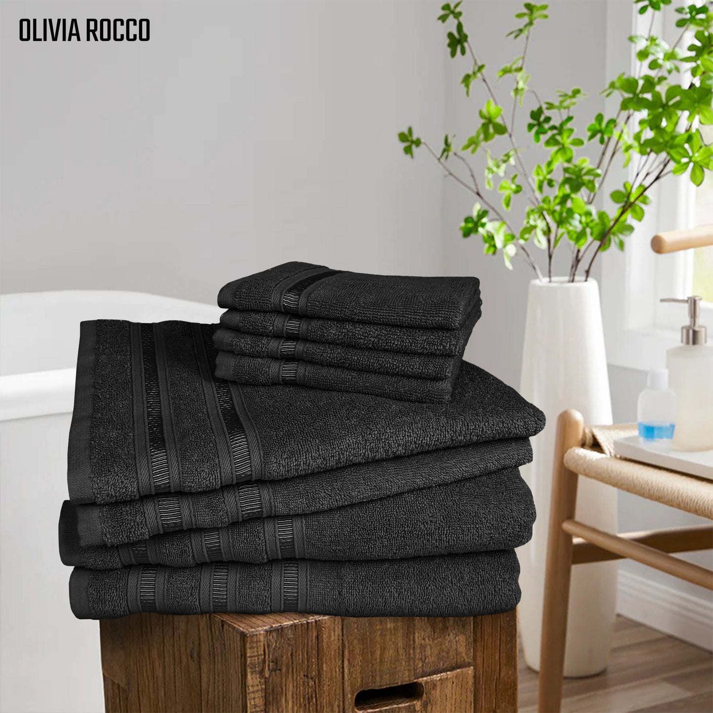 Ritz Collection Viscose Stripe Towels Highly Absorbent and Super Soft Extra Large Bathsheets Towel Sets OLIVIA ROCCO Towel