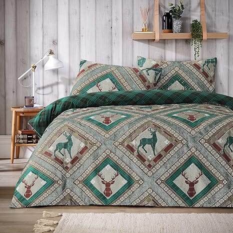 Skye Duvet Cover Set Stag Printed Design Easy Care Reversible Bedding Quilt Covers OLIVIA ROCCO Skye Duvet Cover Set