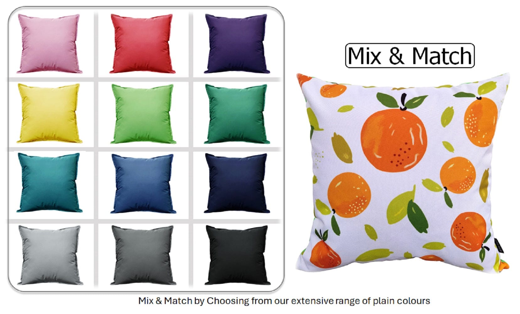 Waterproof Cushions Outdoor Indoor Hollowfibre Filled 43 x 43 cm / SUMMER FRUITS OLIVIA ROCCO Cushions