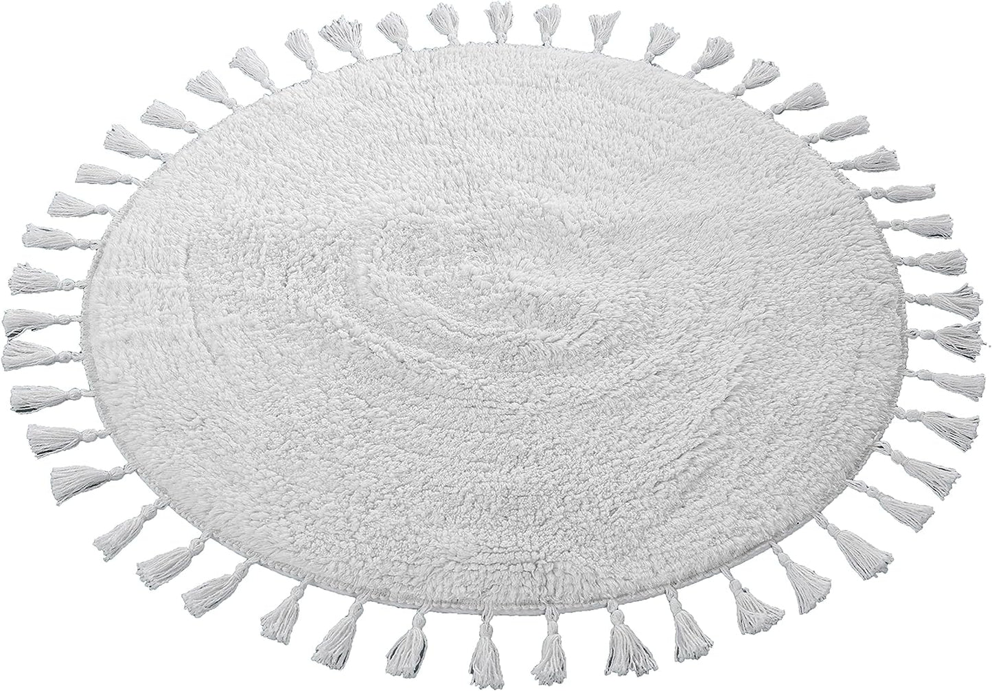 Non-Slip Round Tasselled Bath Mat 70cm Round / WHITE OLIVIA ROCCO Bath Mat