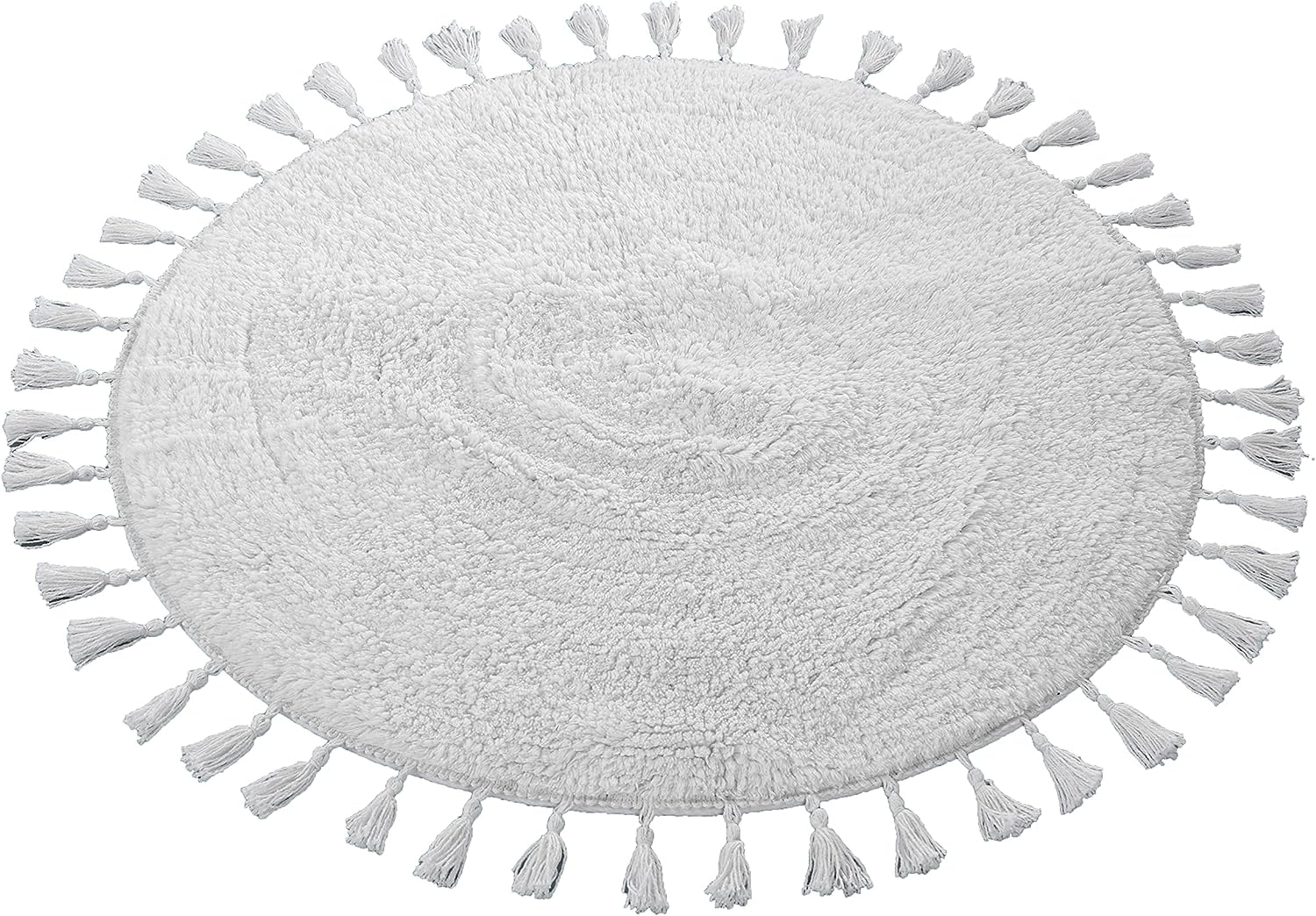 Non-Slip Round Tasselled Bath Mat 70cm Round / WHITE OLIVIA ROCCO Bath Mat