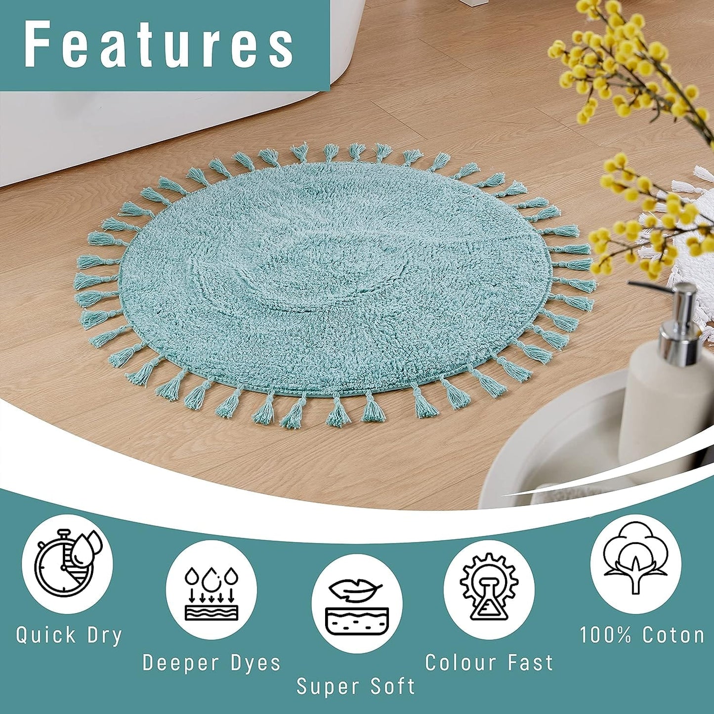 Non-Slip Round Tasselled Bath Mat OLIVIA ROCCO Bath Mat