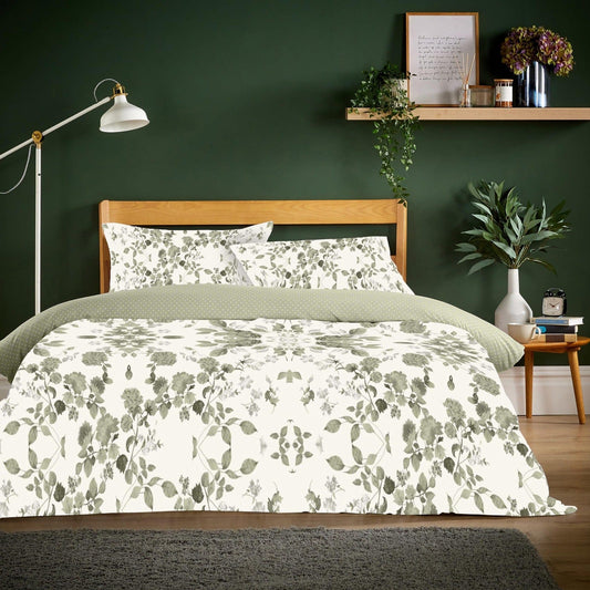 Super Soft Flannel Duvet Cover Set with Pillowcases Warm and Cosy Quilt Bedding in Elegant Design Multiple Sizes Available by OLIVIA ROCCO SINGLE / APPLEBY SAGE GREEN OLIVIA ROCCO Duvet Cover