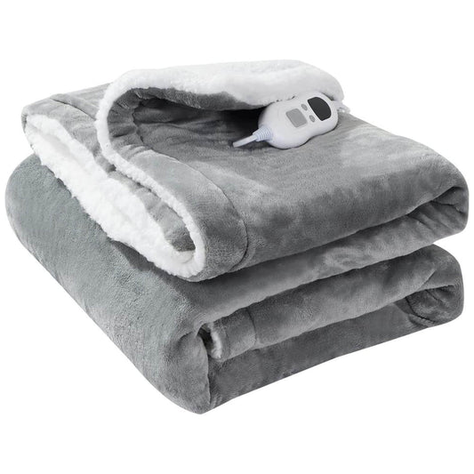 Ultra Soft Double Layer Heated Throw Blanket with Adjustable Heat Settings Even Warmth Grey by OLIVIA ROCCO GREY OLIVIA ROCCO Blanket