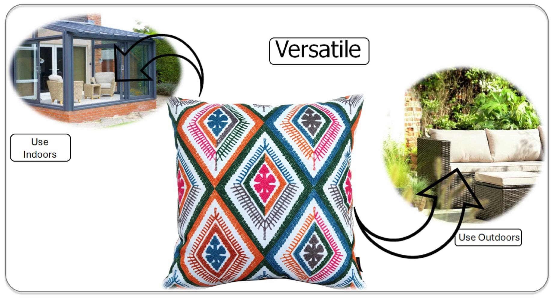 Waterproof Cushions Outdoor Indoor Hollowfibre Filled 43 x 43 cm / MEZE MULTI OLIVIA ROCCO Cushions