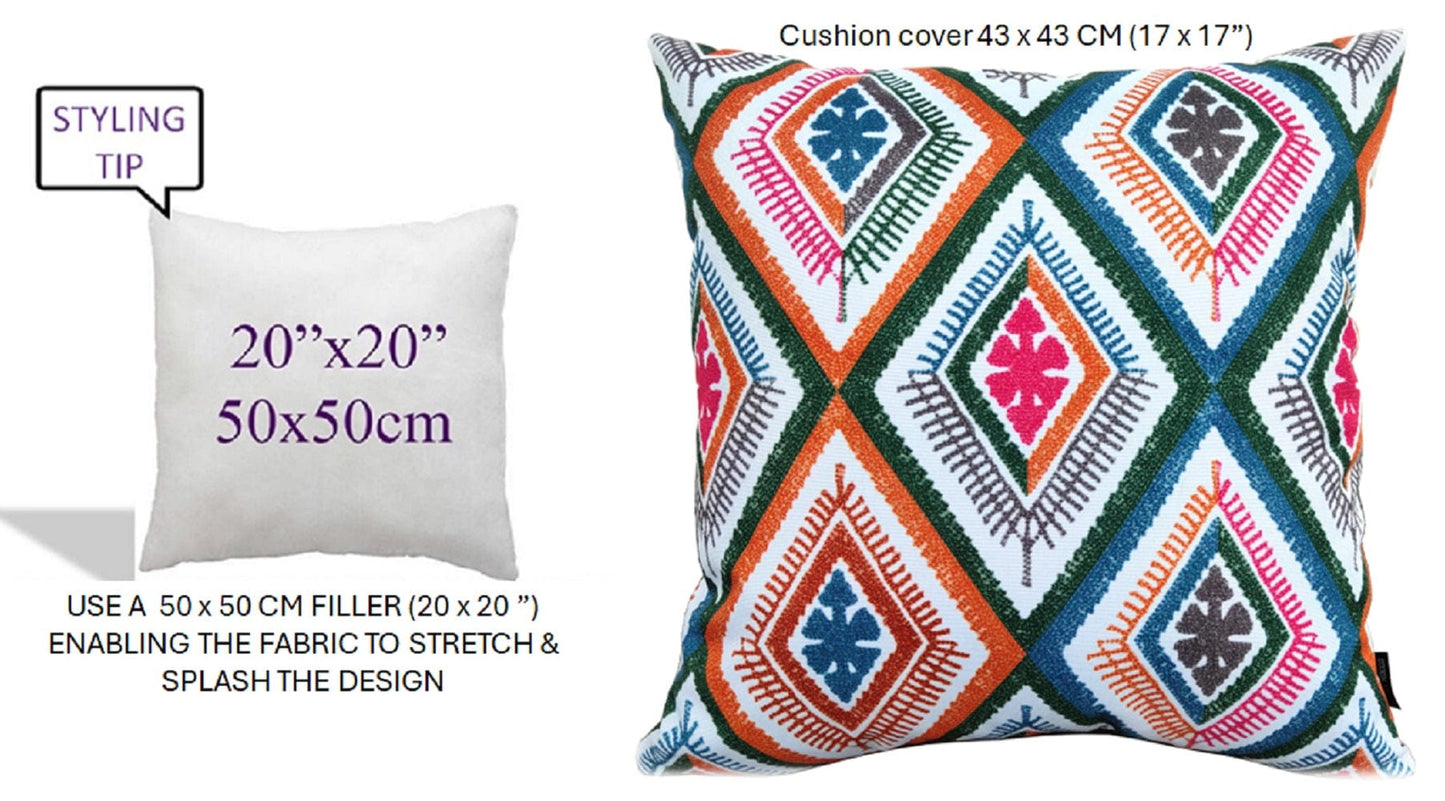 Waterproof Cushions Outdoor Indoor Hollowfibre Filled 43 x 43 cm / MEZE MULTI OLIVIA ROCCO Cushions