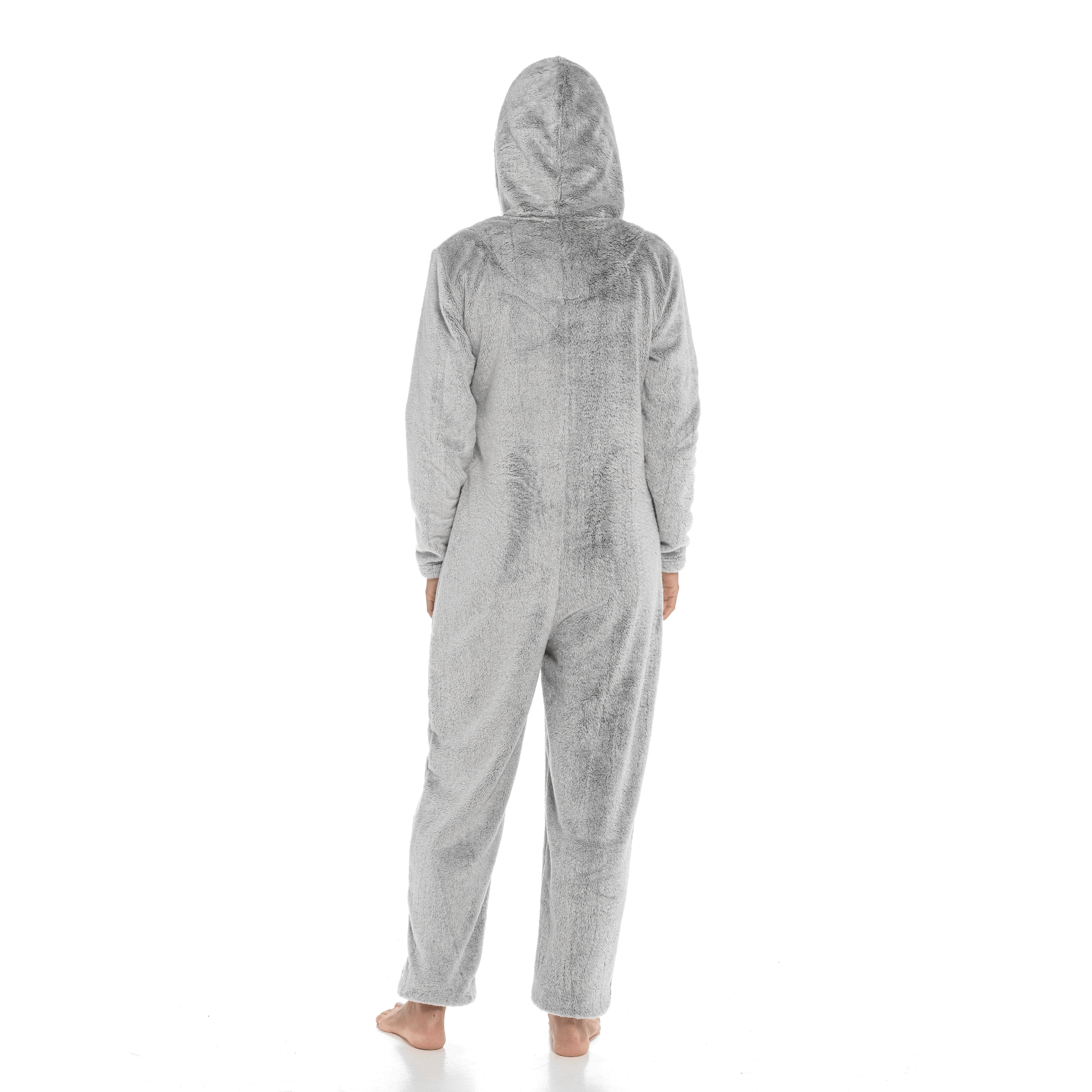 Women s Luxurious Shimmer Fleece Hooded Onesie with Zip Pockets and Pompoms Ultimate Comfort Sleepwear by Daisy Dreamer SMALL UK 8 10 GREY