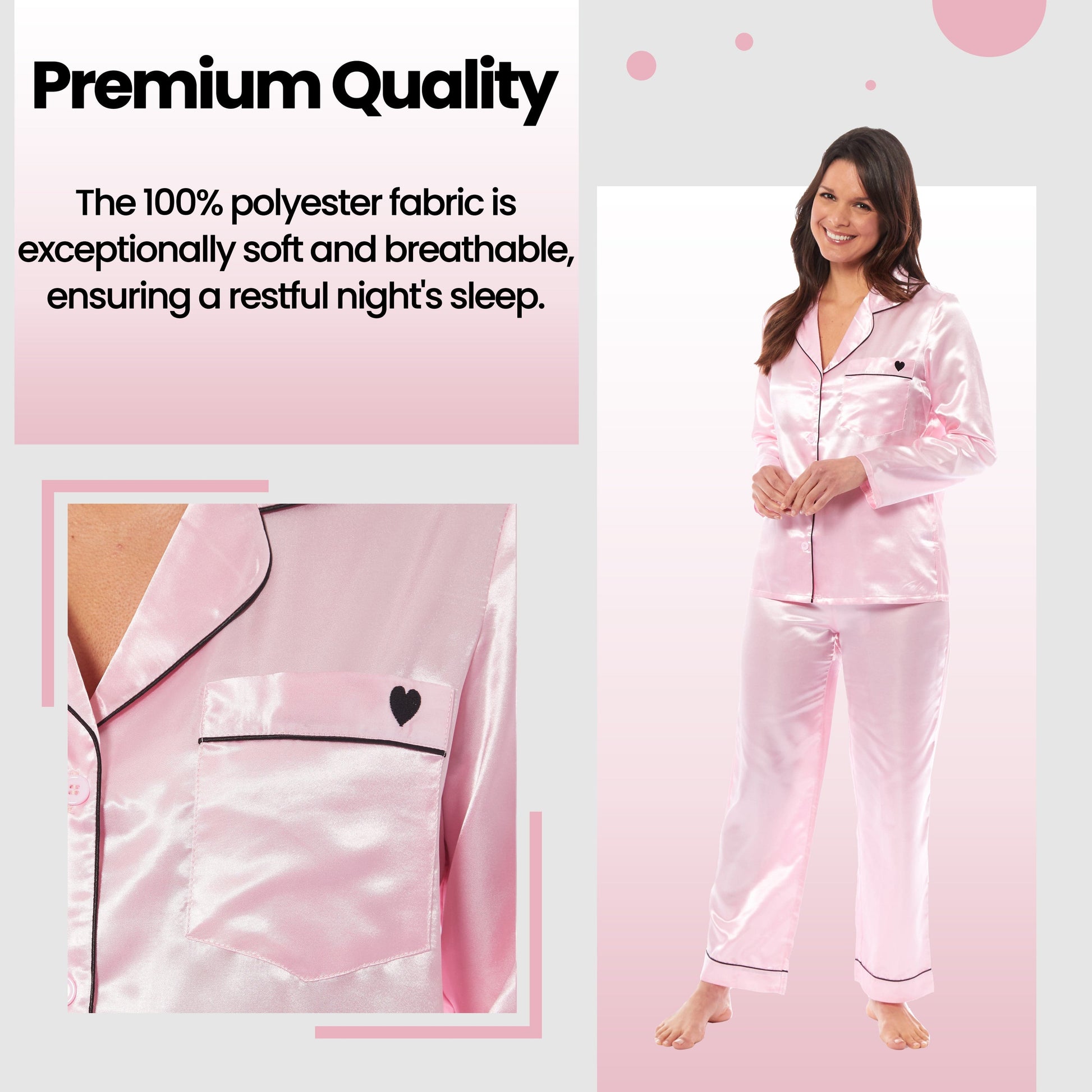 Luxurious Women's Satin Silk Long Sleeve Pyjama Set Ladies Cozy Loungewear Nightwear PJs in Black Pink Grey with Dress Shirt Collar and Loose-Fitting Pants by Daisy Dreamer for Ultimate Comfort Elegance Softness and Premium Sleepwear Experience Daisy Dreamer Pyjamas