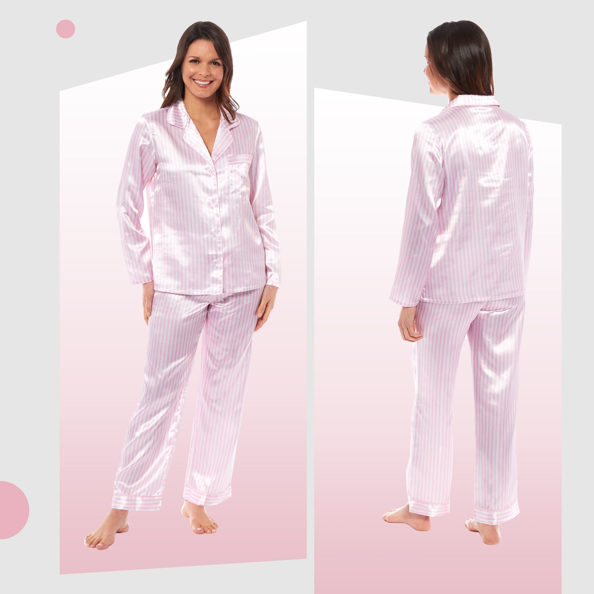 Luxurious Women's Satin Silk Long Sleeve Pyjama Set Ladies Cozy Loungewear Nightwear PJs in Black Pink Grey with Dress Shirt Collar and Loose-Fitting Pants by Daisy Dreamer for Ultimate Comfort Elegance Softness and Premium Sleepwear Experience Daisy Dreamer Pyjamas