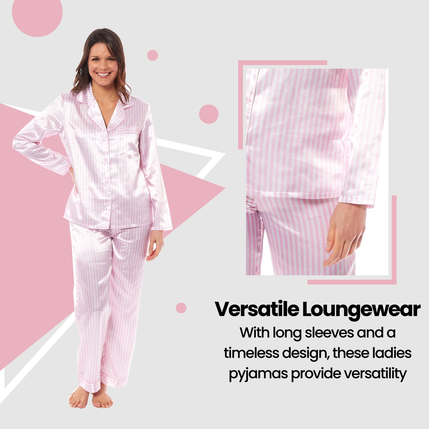 Luxurious Women's Satin Silk Long Sleeve Pyjama Set Ladies Cozy Loungewear Nightwear PJs in Black Pink Grey with Dress Shirt Collar and Loose-Fitting Pants by Daisy Dreamer for Ultimate Comfort Elegance Softness and Premium Sleepwear Experience Daisy Dreamer Pyjamas