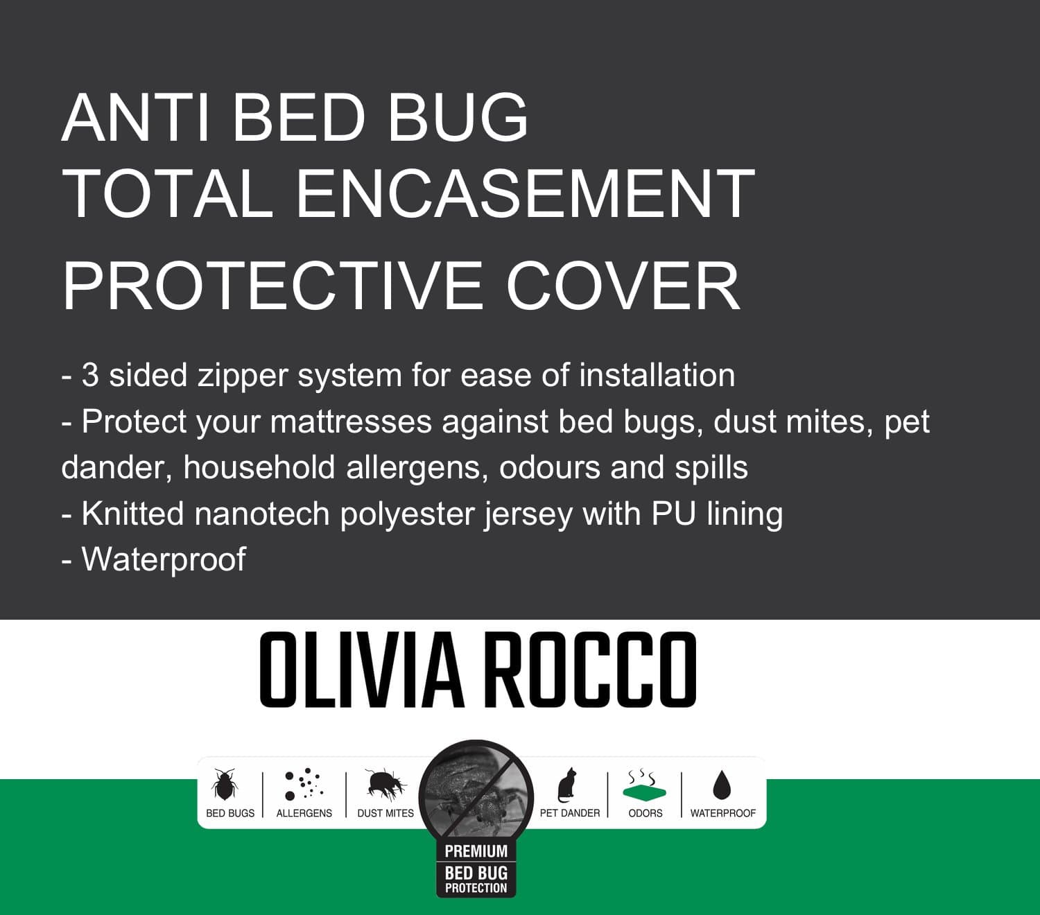 Bedecor Zippered bed bug Mattress Encasement Anti-allergy Mattress cov