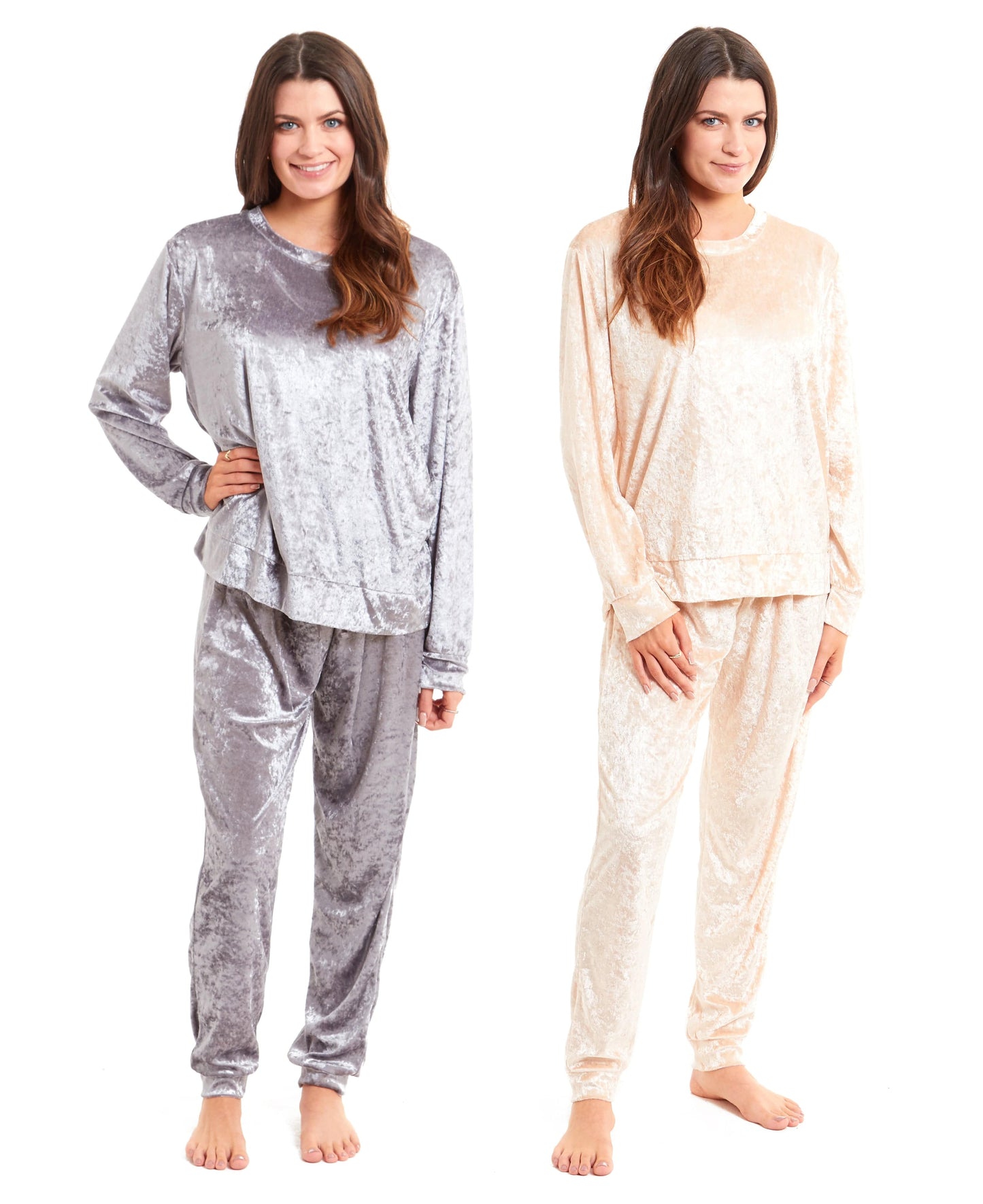 Women's Crushed Velvet Pyjama Set, Comfortable Ladies PJ – OLIVIA ROCCO