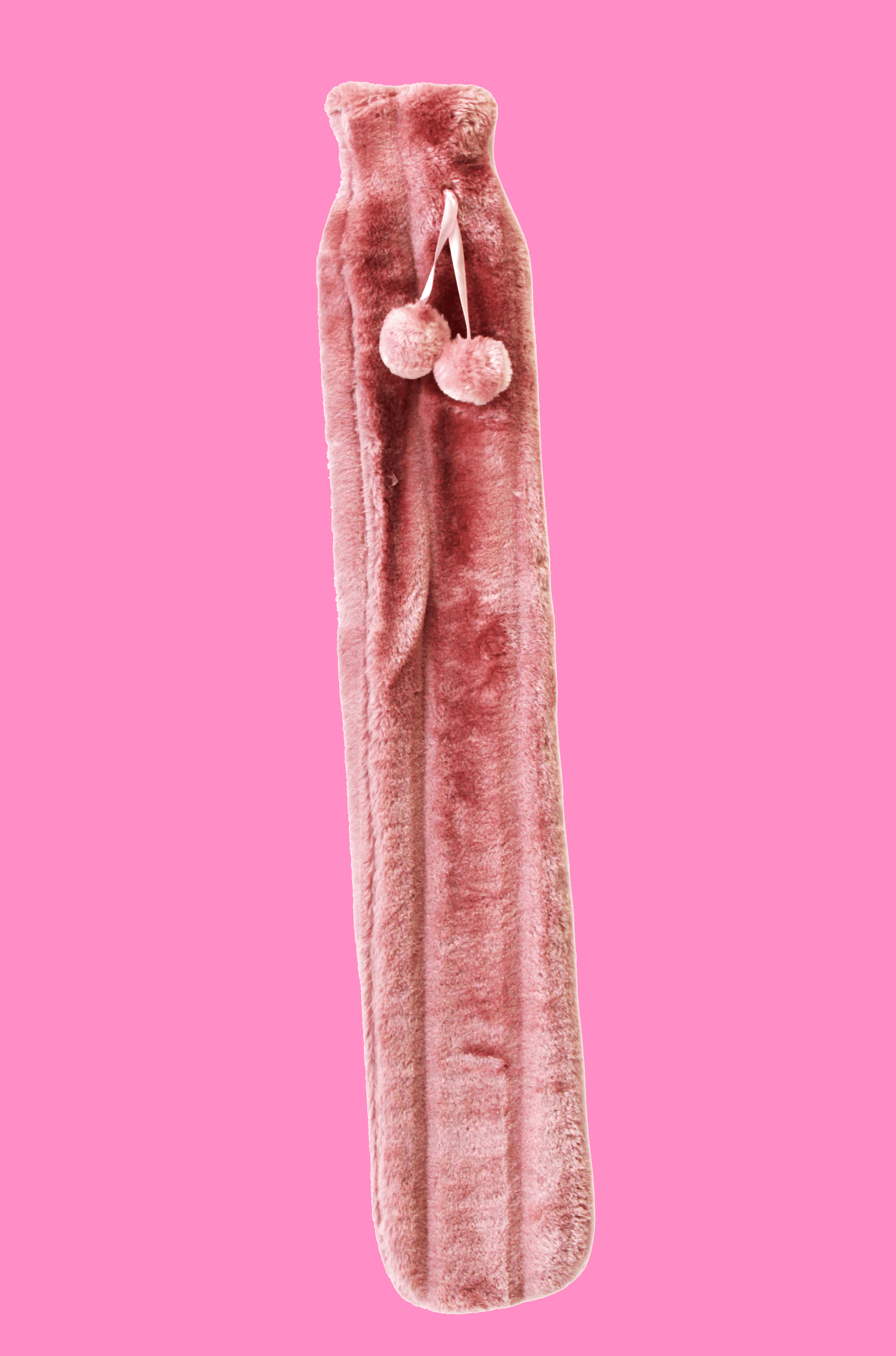 Faux Fur Pom Pom Extra Long Hot Water Bottle, 2L Capacity BLUSH PINK OLIVIA ROCCO Hot Water Bottle