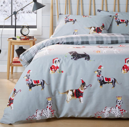 Christmas Dogs Duvet Set SINGLE / GREY OLIVIA ROCCO Duvet Cover