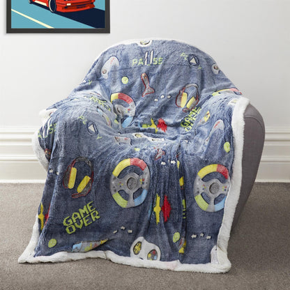 Gamer Station Glow In The Dark Teddy Duvet Set OLIVIA ROCCO Duvet Cover