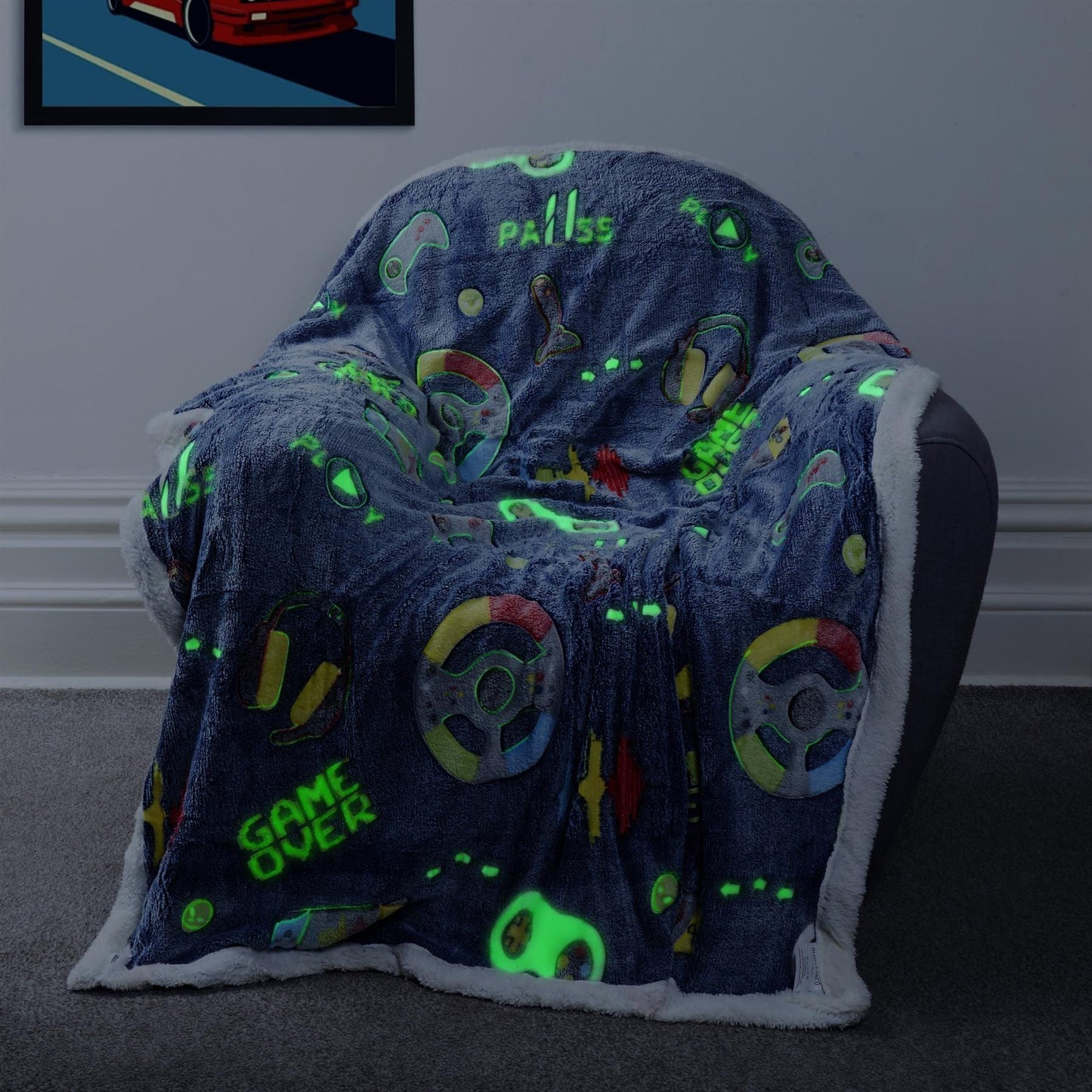 Gamer Station Glow In The Dark Teddy Duvet Set OLIVIA ROCCO Duvet Cover