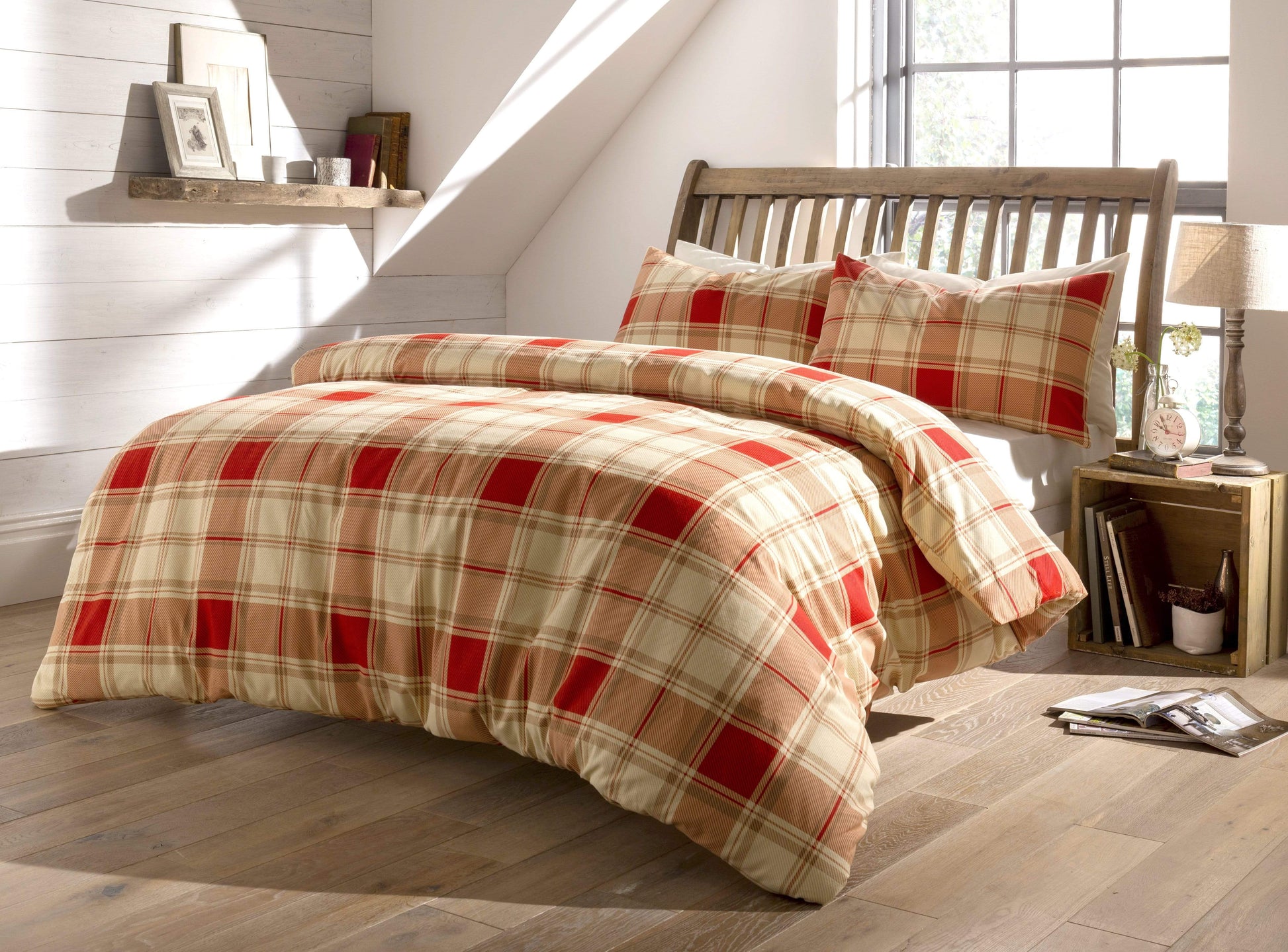 Tartan Duvet Set SINGLE / RED OLIVIA ROCCO Duvet Cover