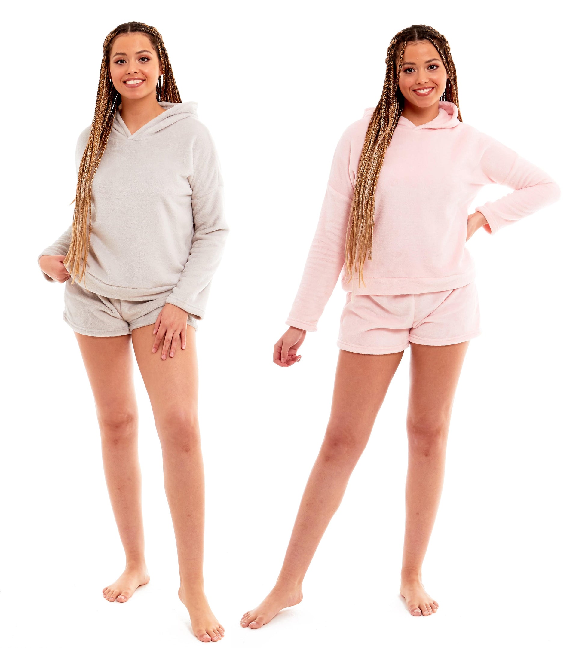Women's Hooded Fleece Top & Shorts Pyjama Loungewear Set – OLIVIA ROCCO