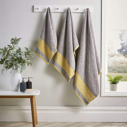 Inca Diamond Jacquard 600GSM Towels HAND TOWEL / GREY / OCHRE OLIVIA ROCCO Towel