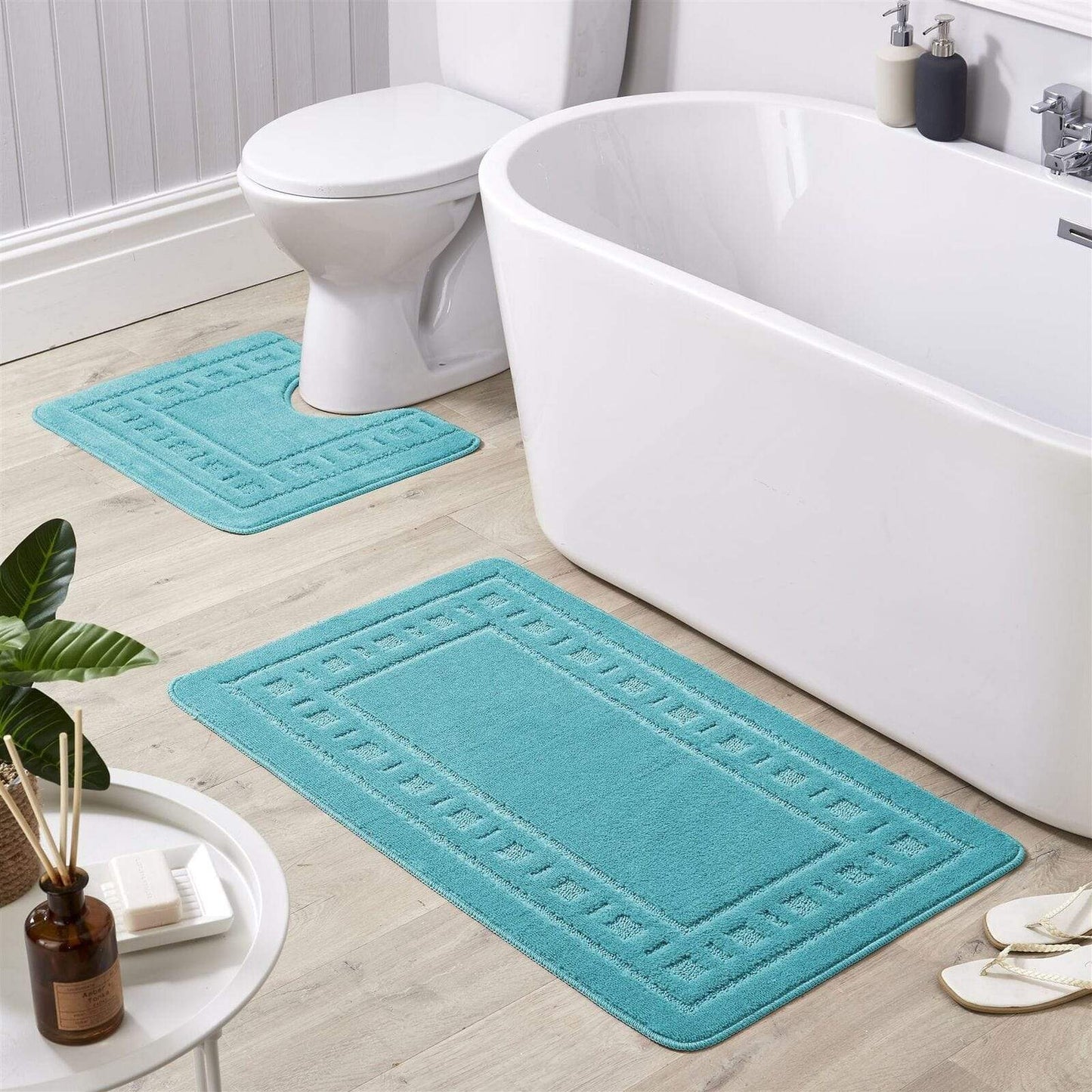 Jumbo Miami Bath Mat Set AQUA OLIVIA ROCCO basics Bath Mat