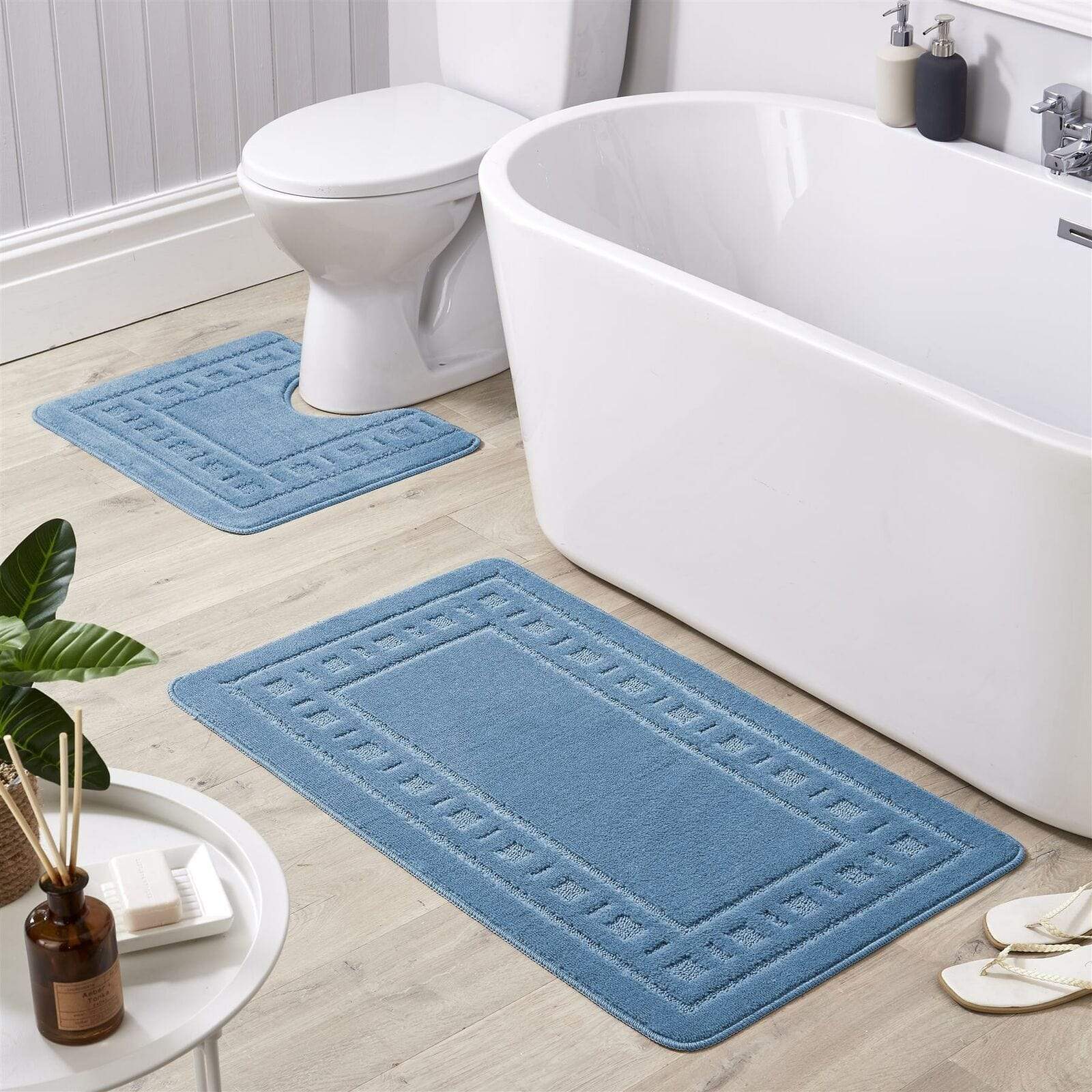 Jumbo Miami Bath Mat Set BLUE OLIVIA ROCCO basics Bath Mat