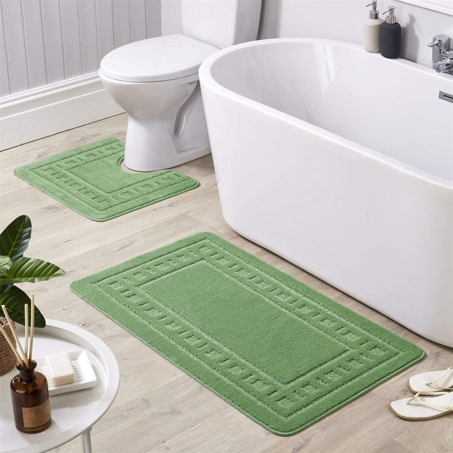 Jumbo Miami Bath Mat Set GREEN OLIVIA ROCCO basics Bath Mat