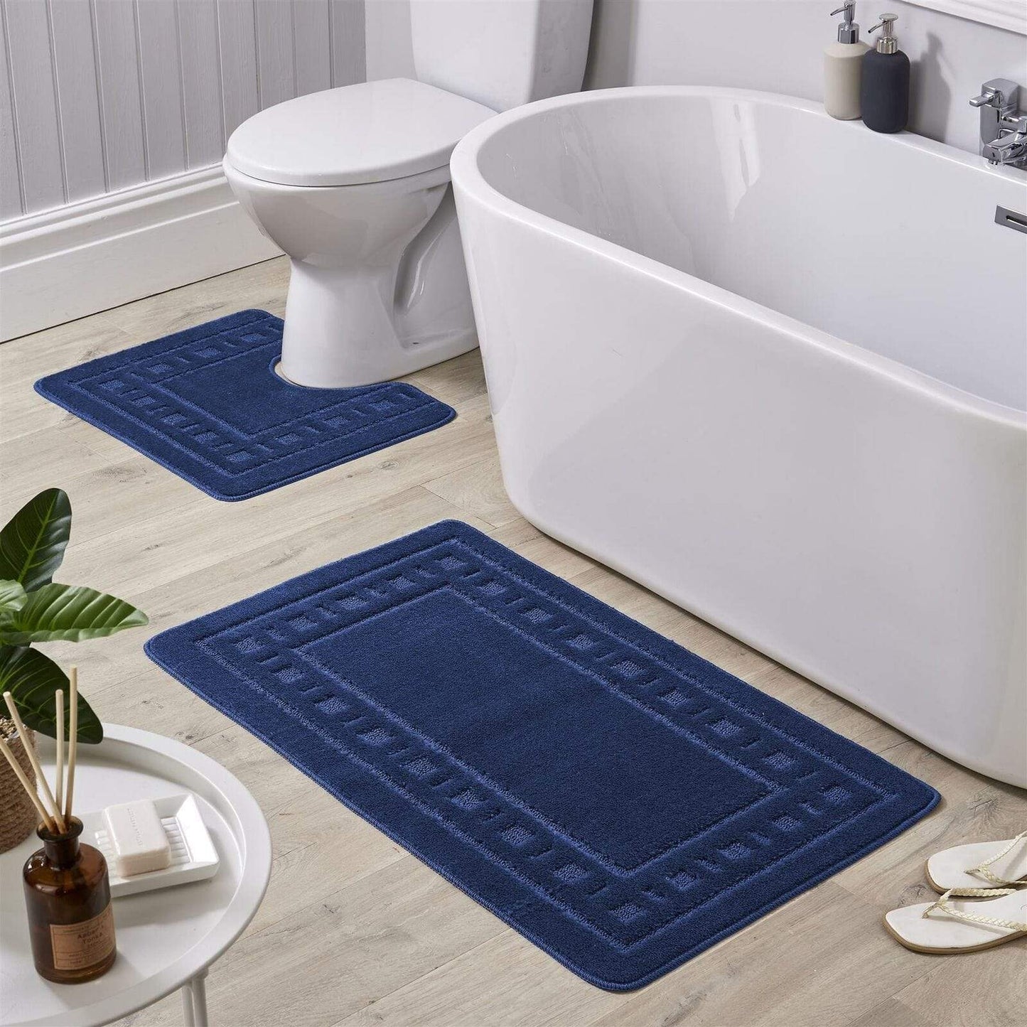 Jumbo Miami Bath Mat Set NAVY OLIVIA ROCCO basics Bath Mat