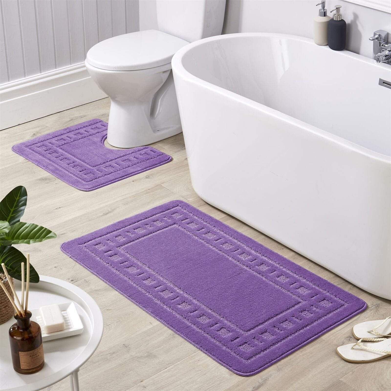 Jumbo Miami Bath Mat Set PURPLE OLIVIA ROCCO basics Bath Mat