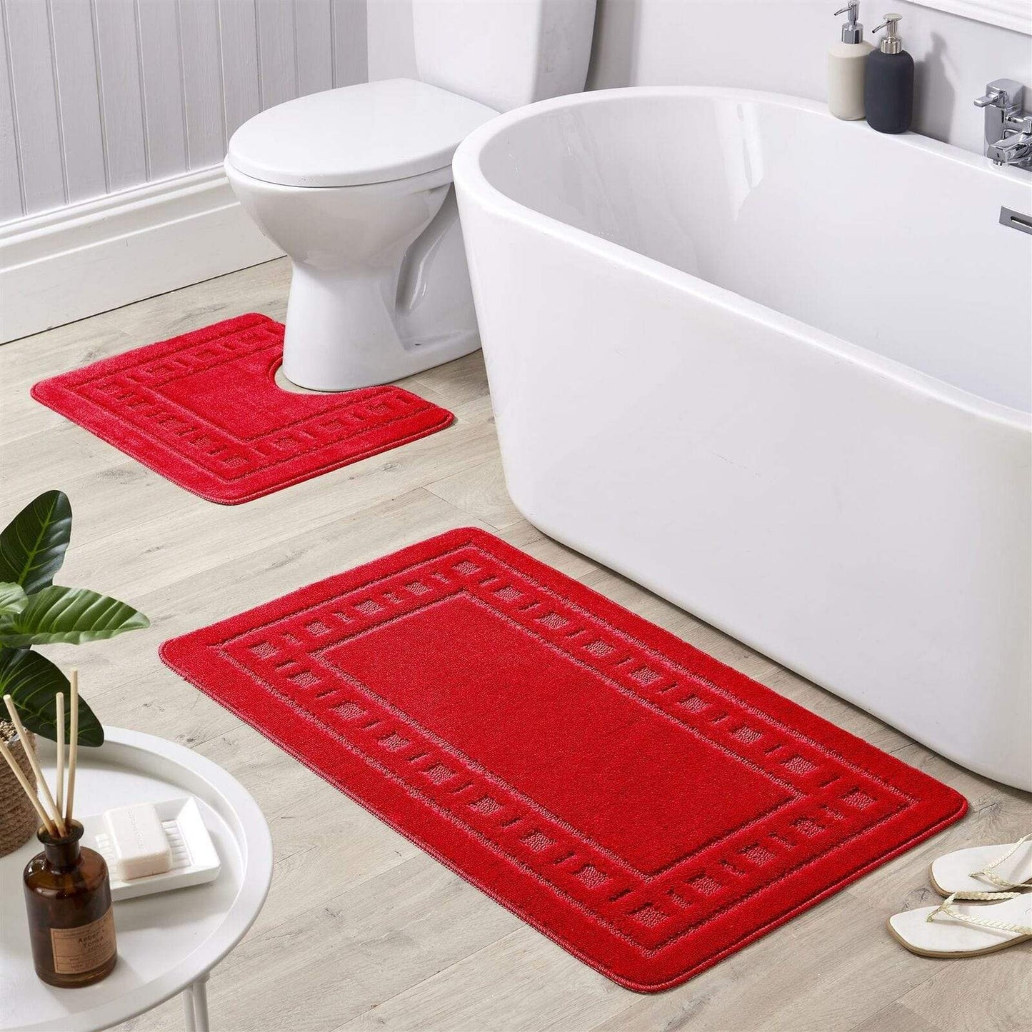 Jumbo Miami Bath Mat Set RED OLIVIA ROCCO basics Bath Mat