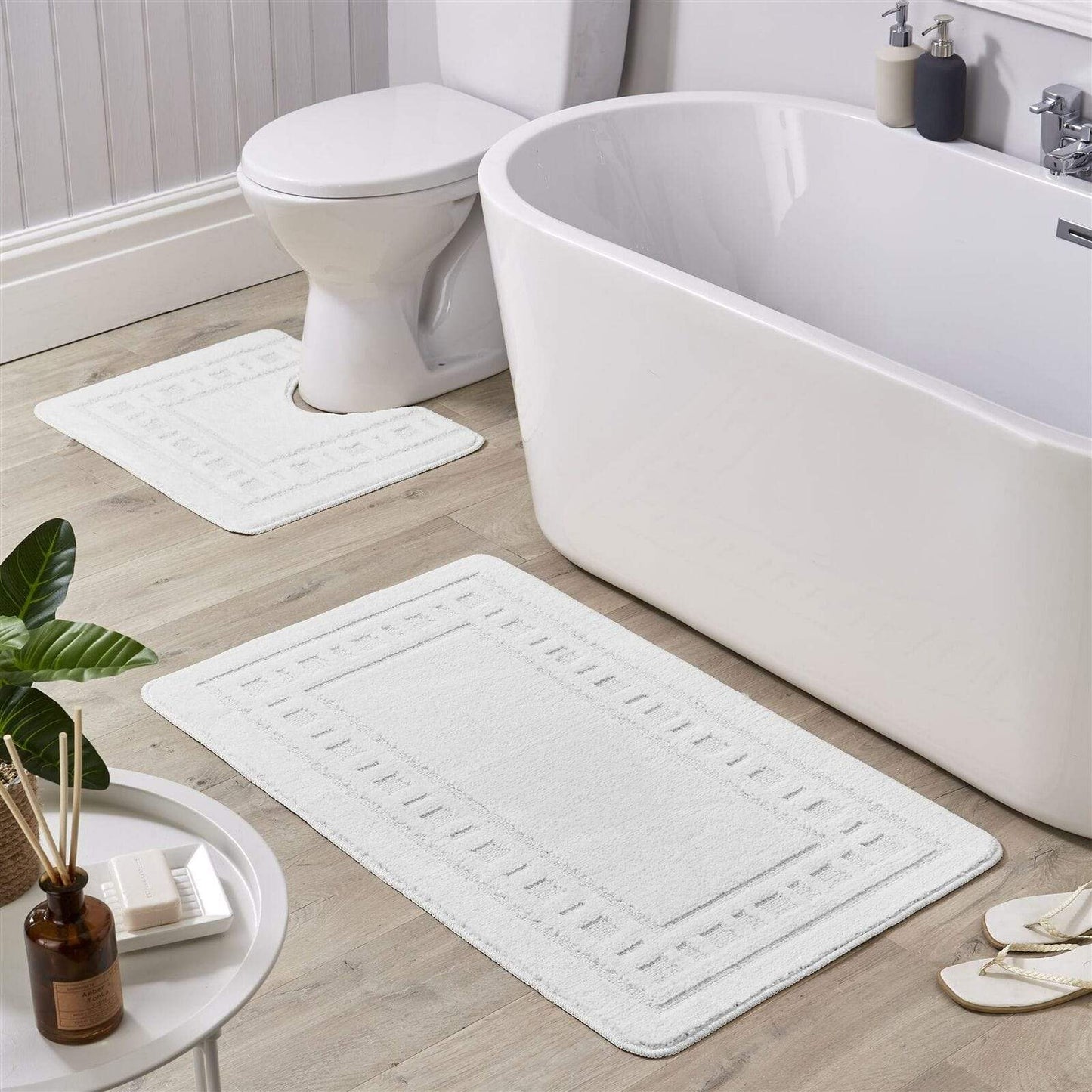 Jumbo Miami Bath Mat Set WHITE OLIVIA ROCCO basics Bath Mat