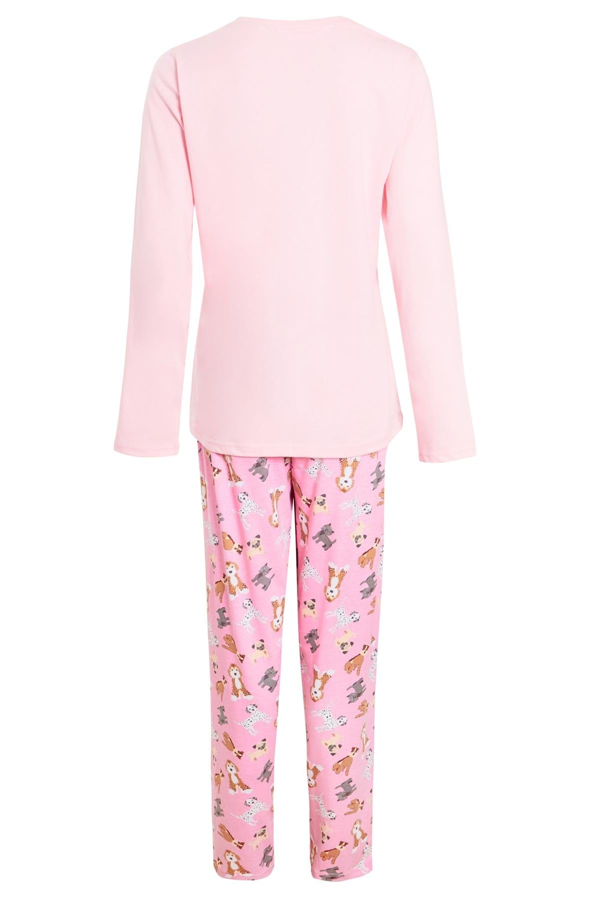 Women's Soft Pink Dogs Pyjama Lounge Set, Ladies Everyday PJs Daisy Dreamer Sleepwear & Loungewear