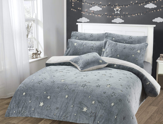 Stars Glow In The Dark Teddy Duvet Set SINGLE OLIVIA ROCCO Duvet Cover