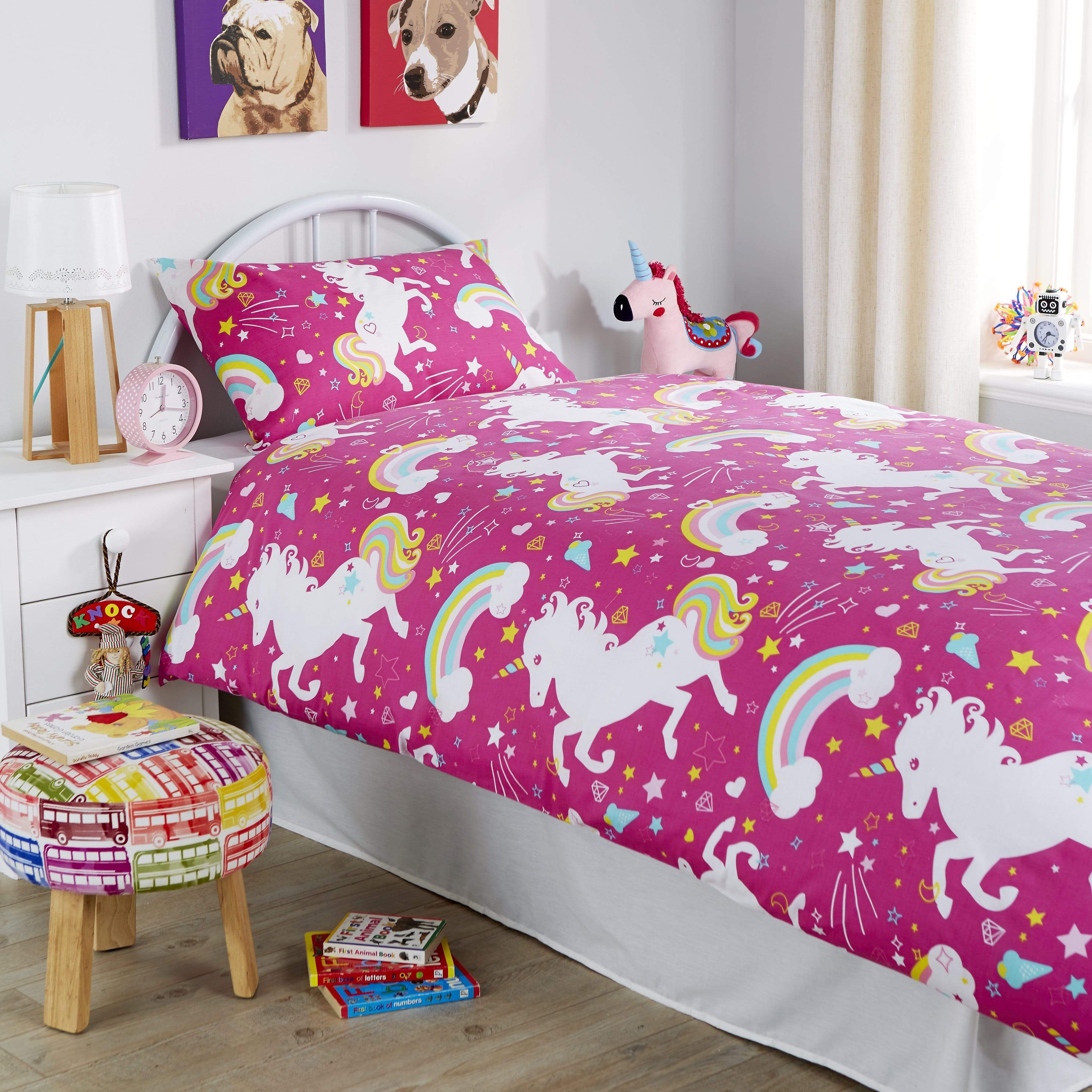 Magical Unicorn Fairytale Duvet Cover Set for Kids Cotton Rich Whimsic OLIVIA ROCCO