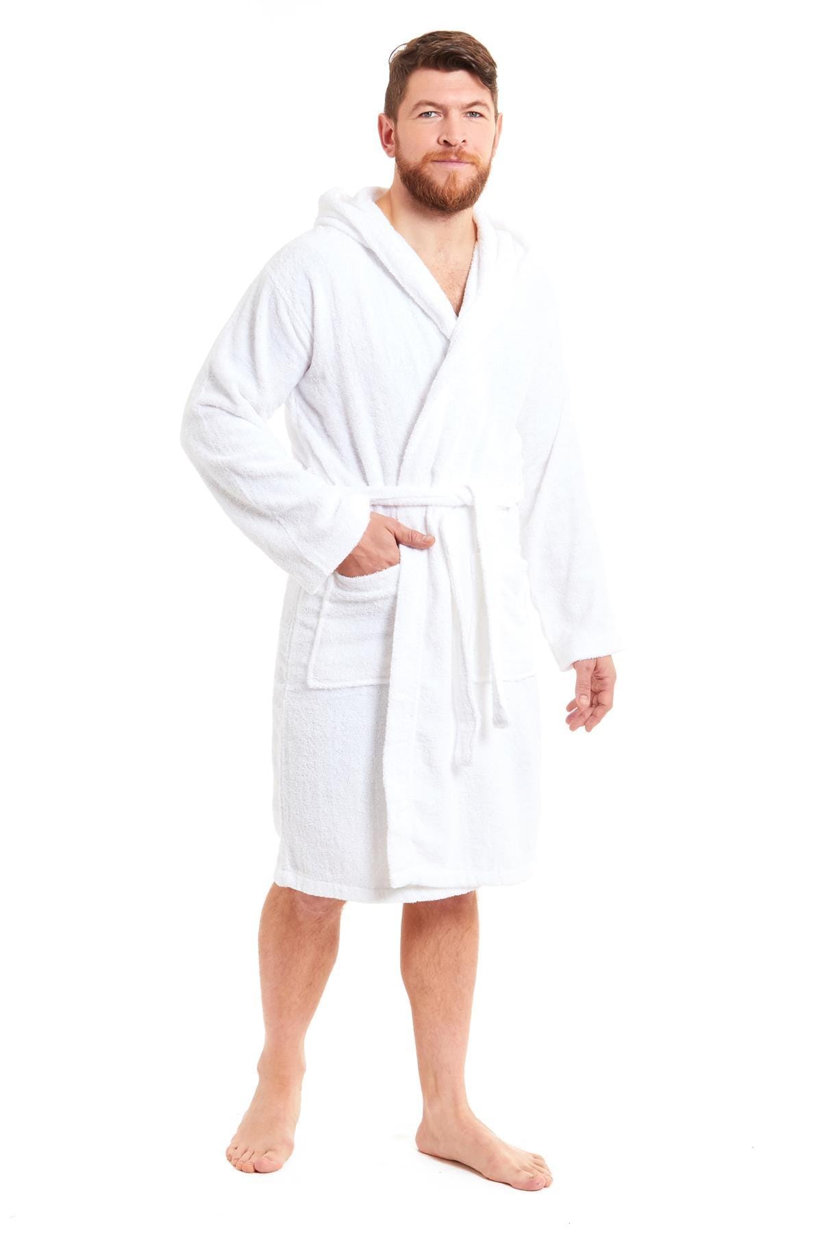 Mens hooded bathrobes full length sale