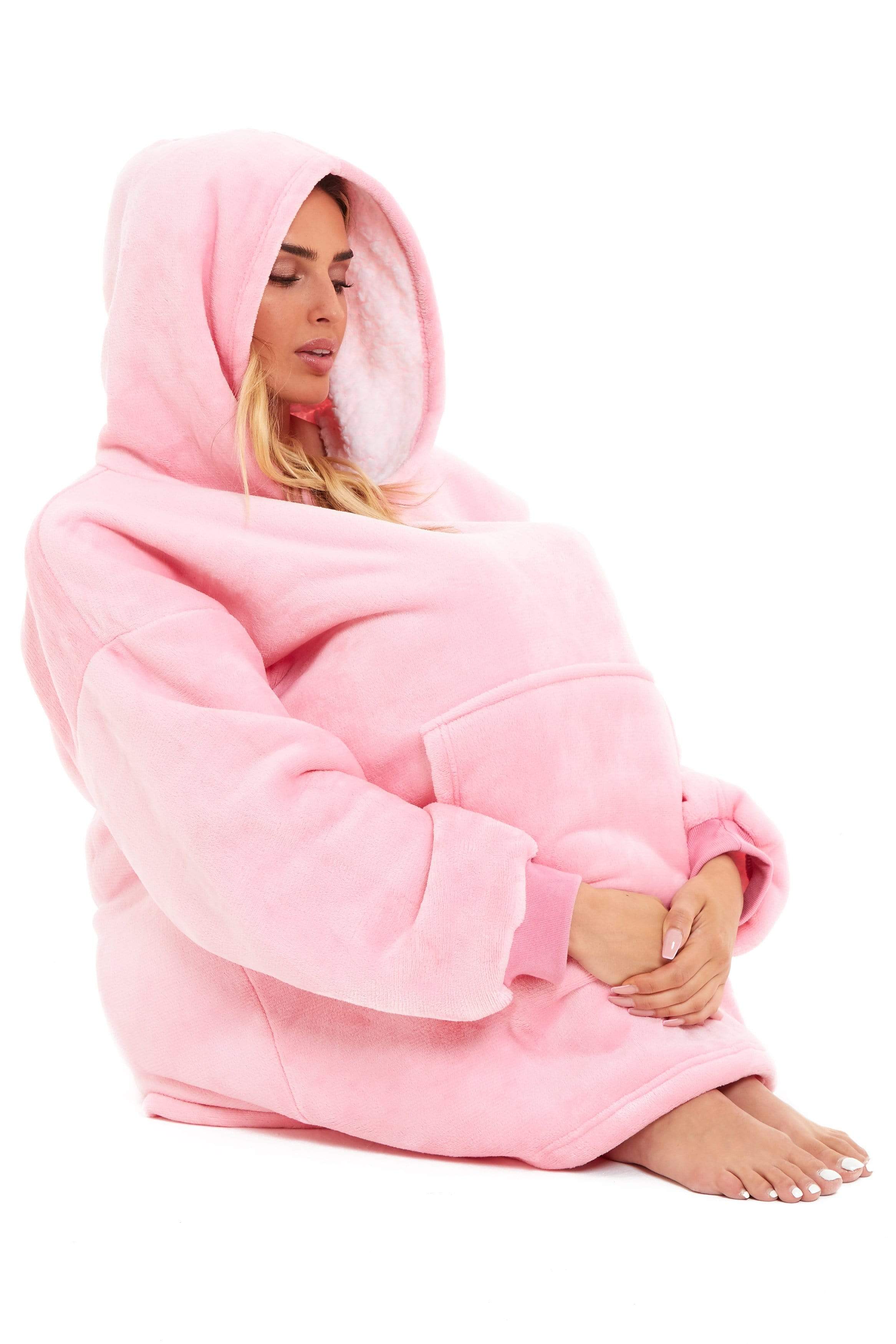 Snuggly™ Oversized Blanket Hoodie - Baby Pink