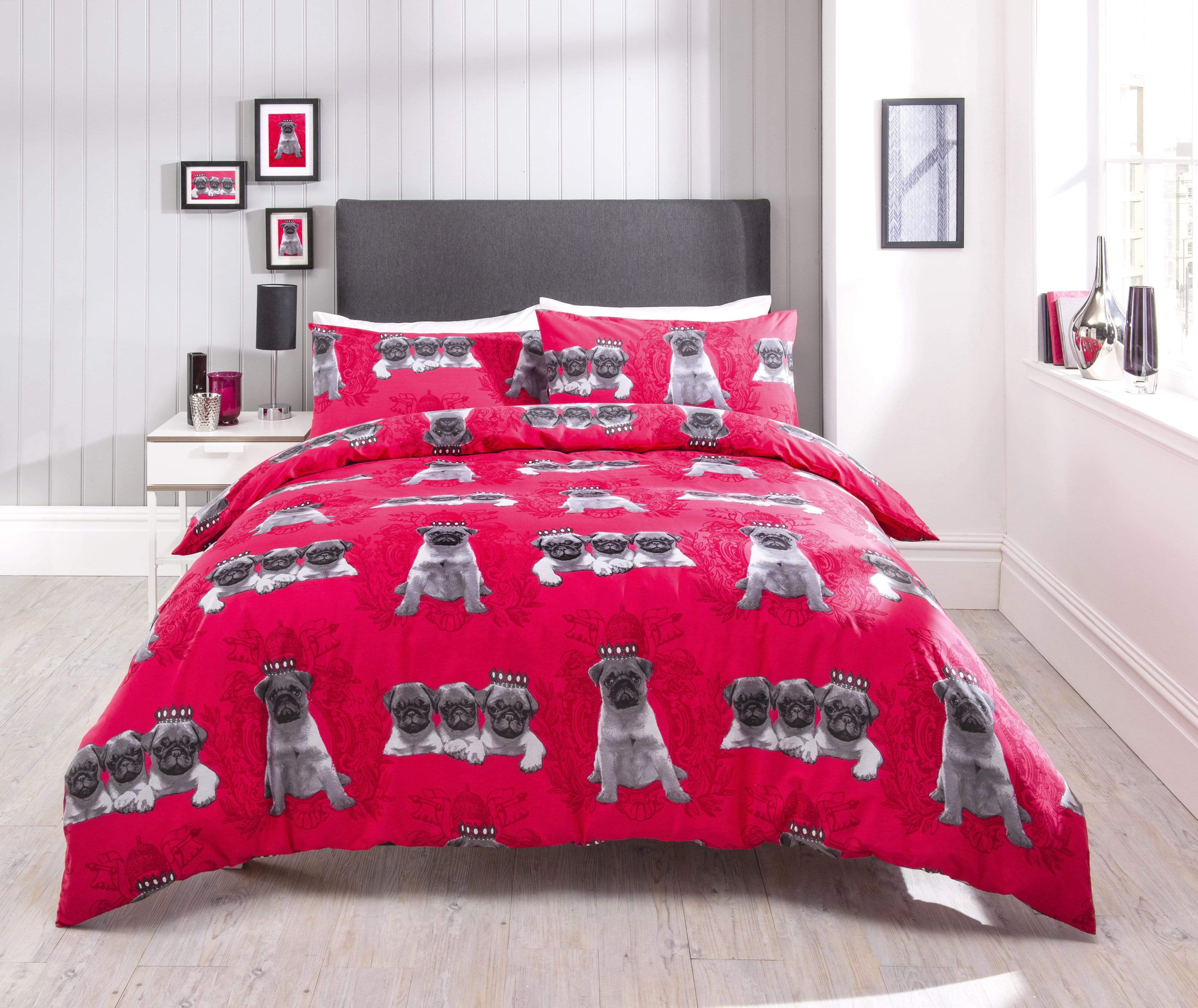 Pugs Duvet Cover Set Elegant Cotton Rich Bedding with Bold Vibrant Col OLIVIA ROCCO