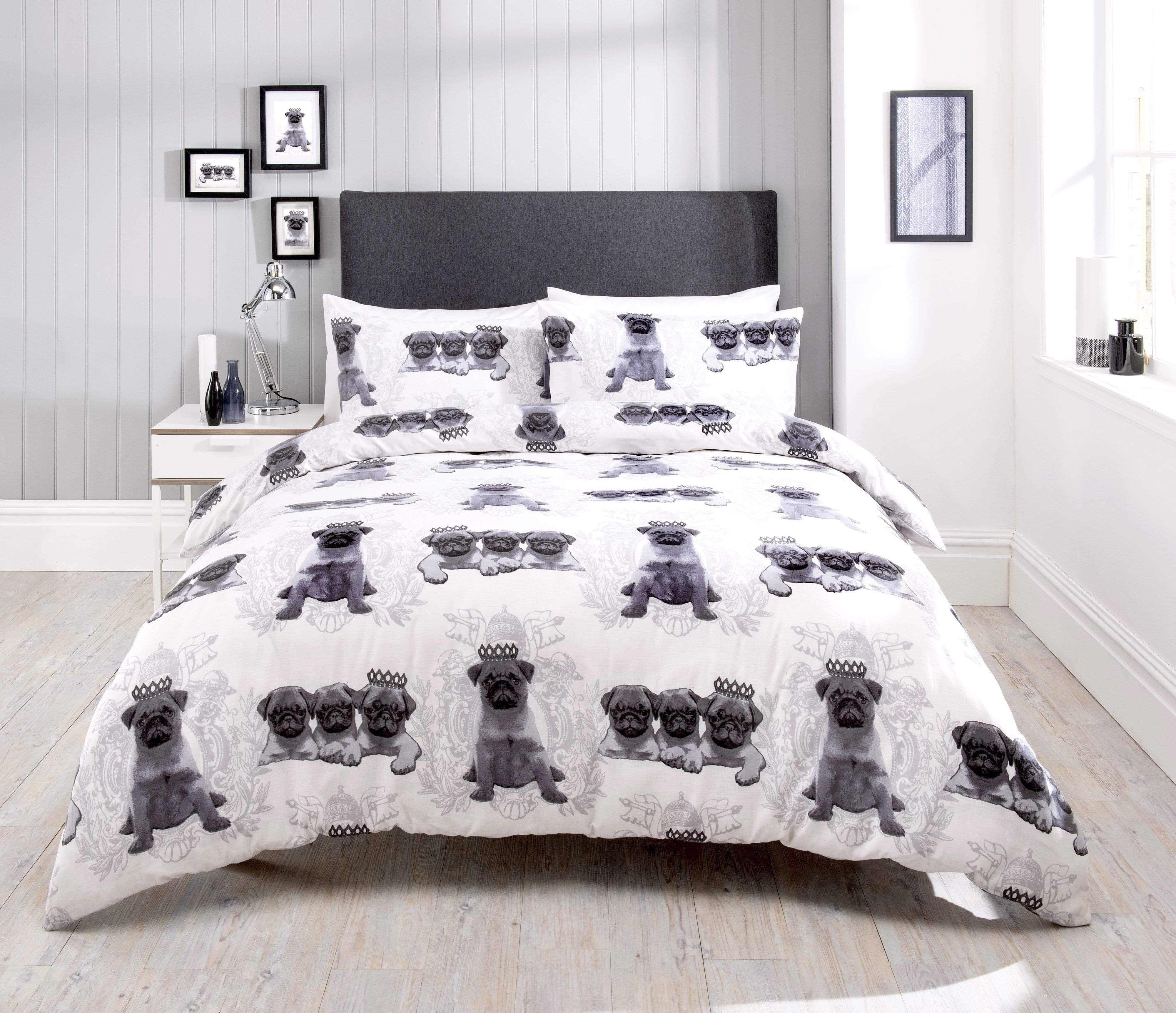 Pugs Duvet Cover Set Elegant Cotton Rich Bedding with Bold Vibrant Col OLIVIA ROCCO