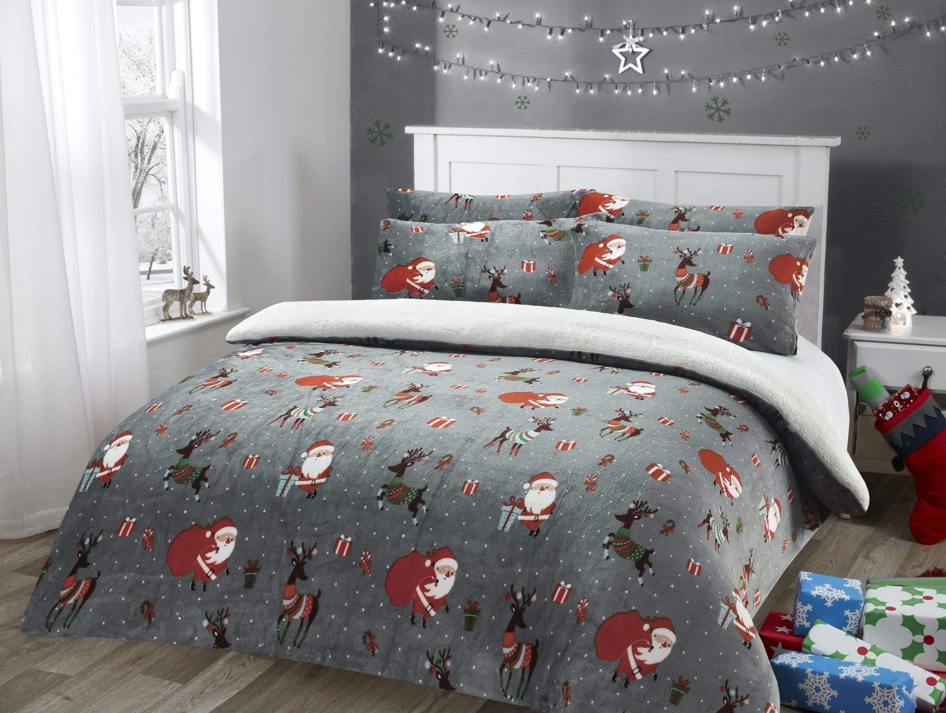 Santa Christmas Presents Teddy Duvet Set SINGLE OLIVIA ROCCO Duvet Cover