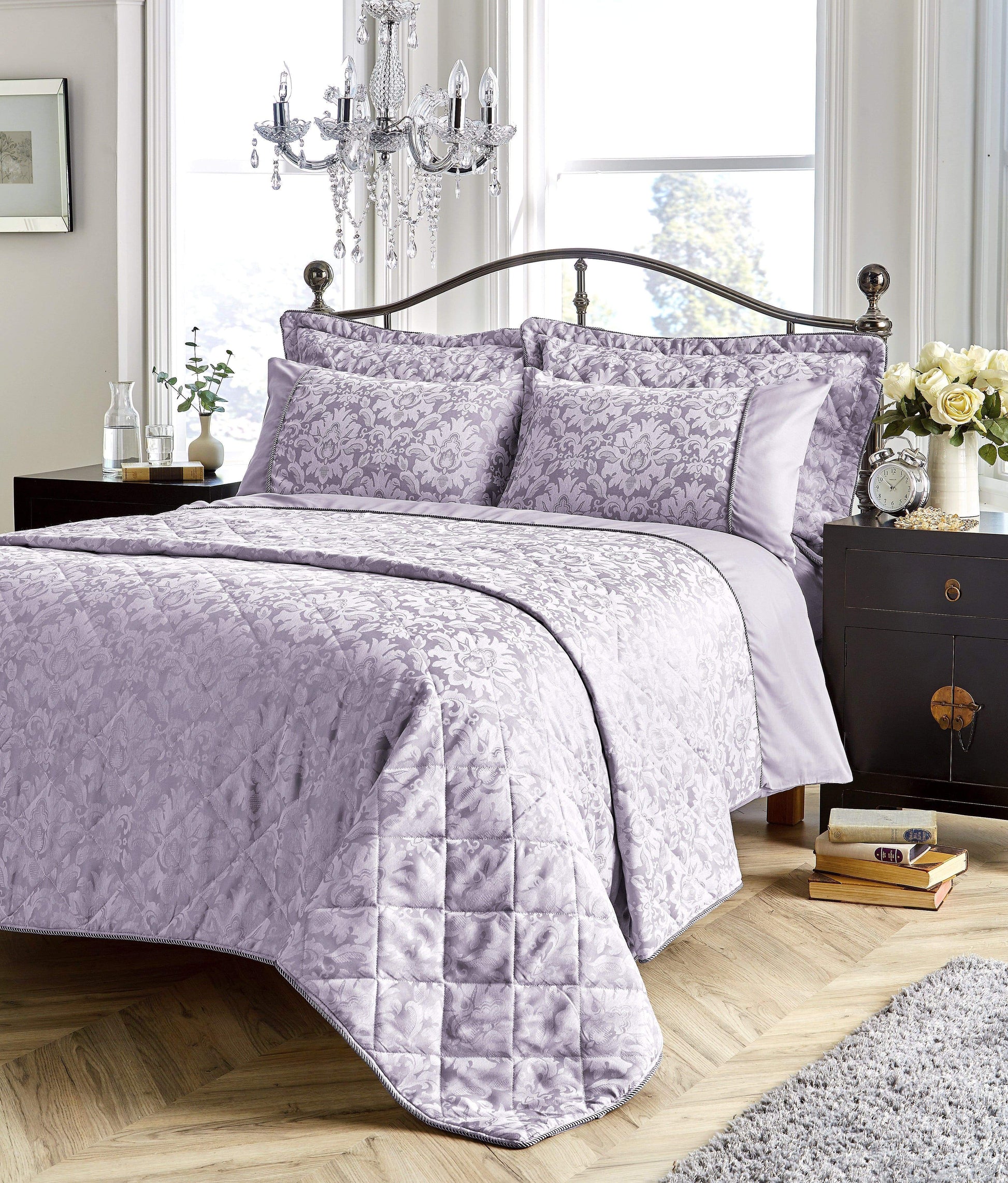 Savoy Woven Jacquard Collection SINGLE / LILAC OLIVIA ROCCO Duvet Cover