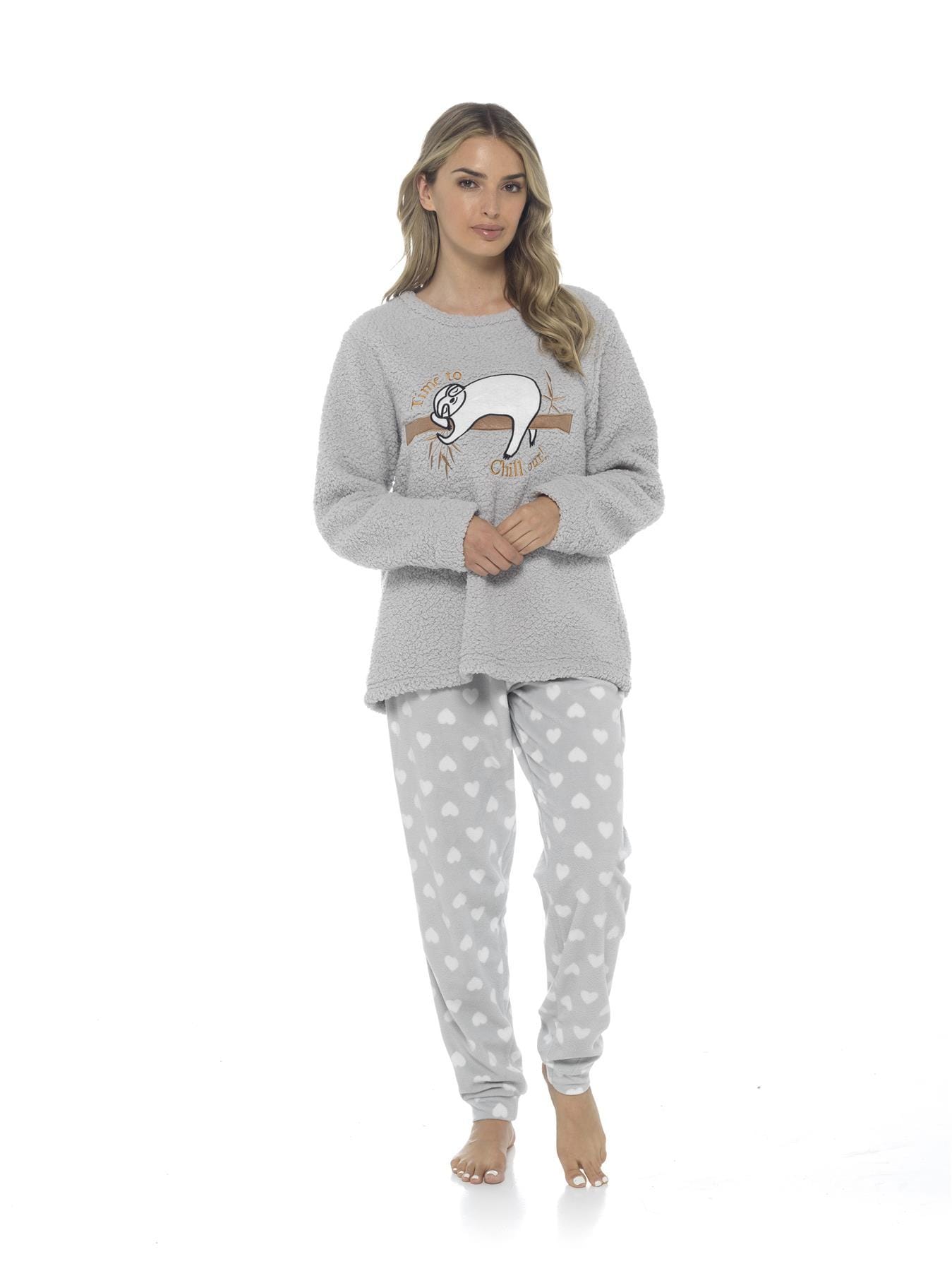 Womens Winter Pyjamas 2 Piece Ladies Pajama Set Cosy Warm Fleece Pijamas